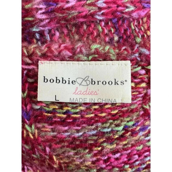 Y2K Bobbie Brooks Multicolor Knit Sweater Midi Dress Large Pockets Space Dye - Picture 8 of 9